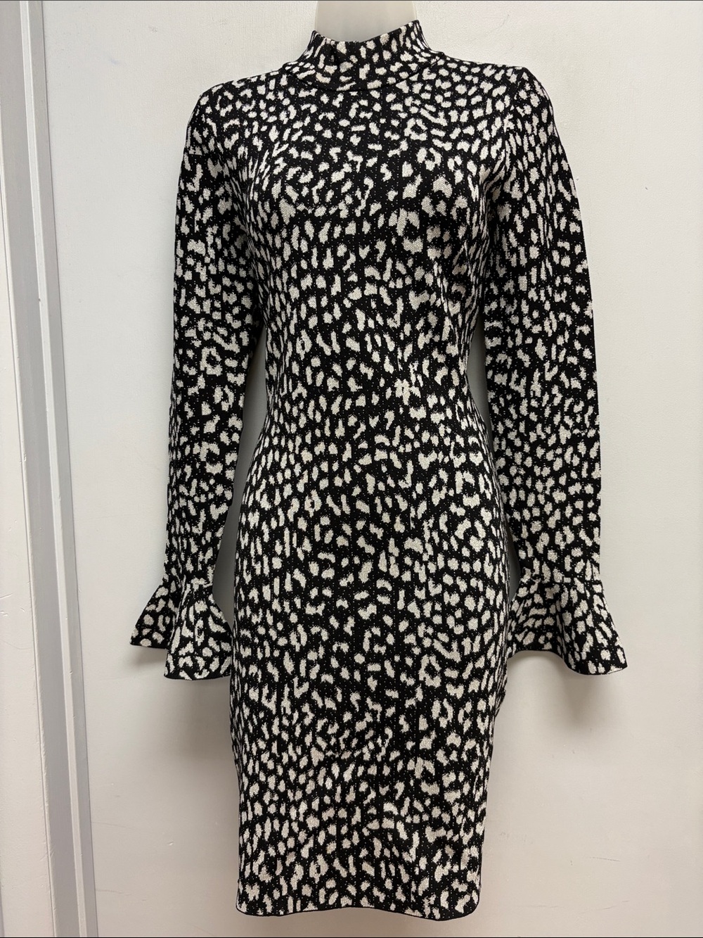 Michael Michael Kors Metallic Leopard Jacquard Sweater Dress S